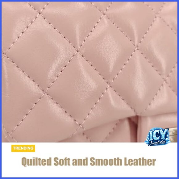 Quilted Leather Crossbody Bag with Gold Chain Strap and Top Handle - Picture 4 of 7